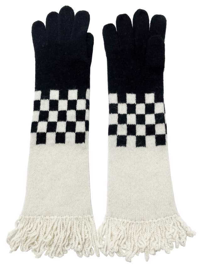 ニット、手袋、グローブ、ジャカード、市松