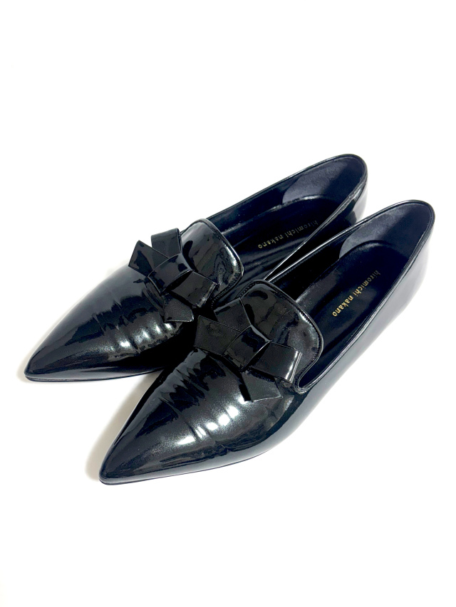 靴、ローファー、シューズ、エナメル、リボン