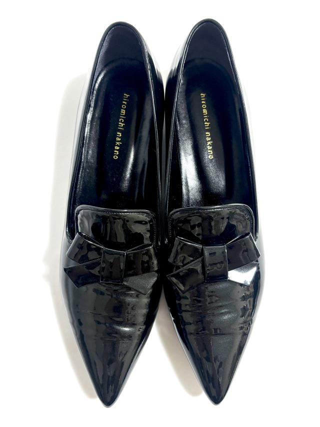 靴、ローファー、シューズ、エナメル、リボン