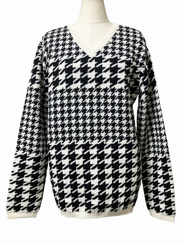 千鳥ジャカードVネックプルオーバー