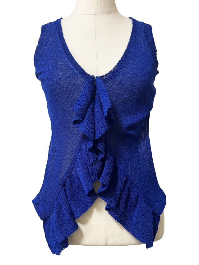 ニット、ノースリーブ、カーディガン、フリル、ビスチェ