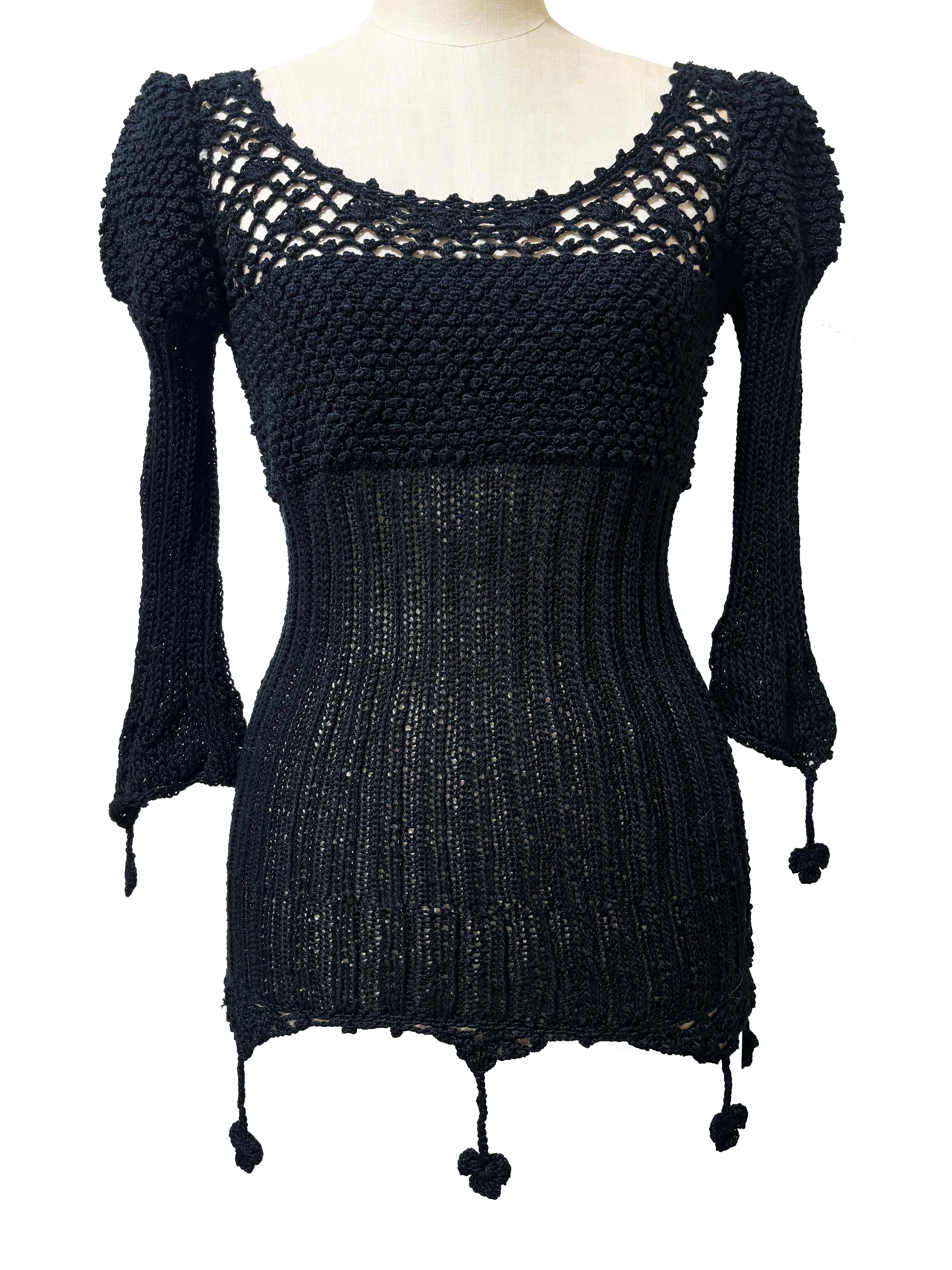 ニット、トップス、クロッシェ、パフスリーブ、モチーフ