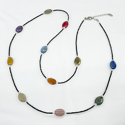 Tar Tar めのう マルチカラー ロングネックレス 翡翠.biz  