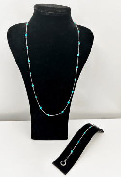 スリーピングビューティートルコ石 ロングネックレス&ブレスレット  