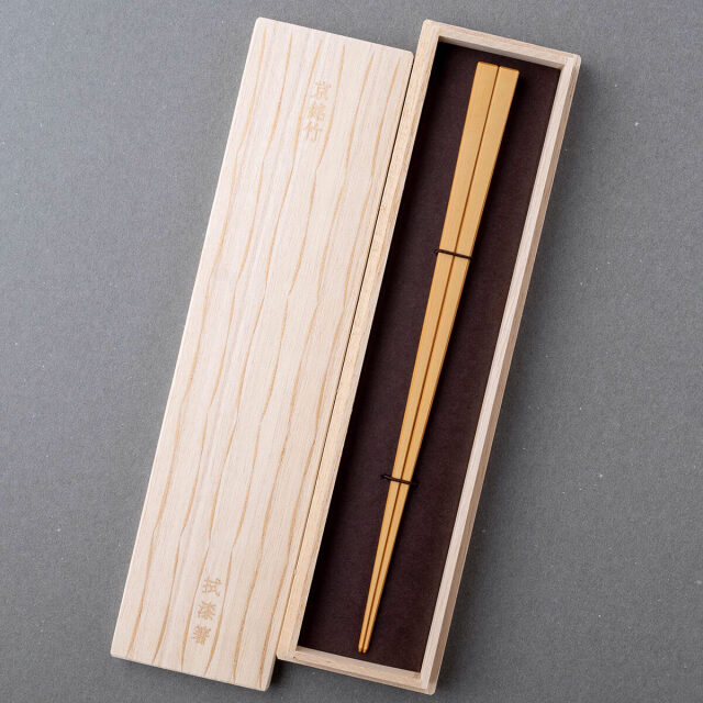 京都 清水銘竹 白竹 四角拭漆 / 朱合 / 24cm / 桐箱入り