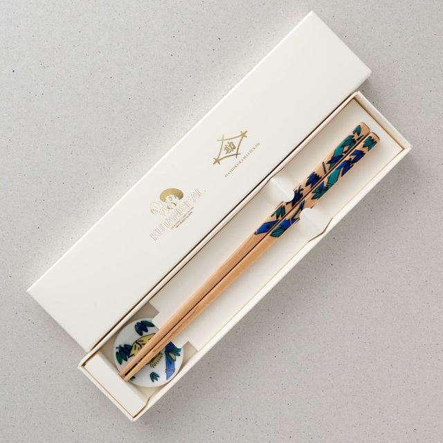 KUTANI SEAL / お花の箸・竹 / 22.5cm / 箸置付 / ギフト箱付 / 食洗機対応