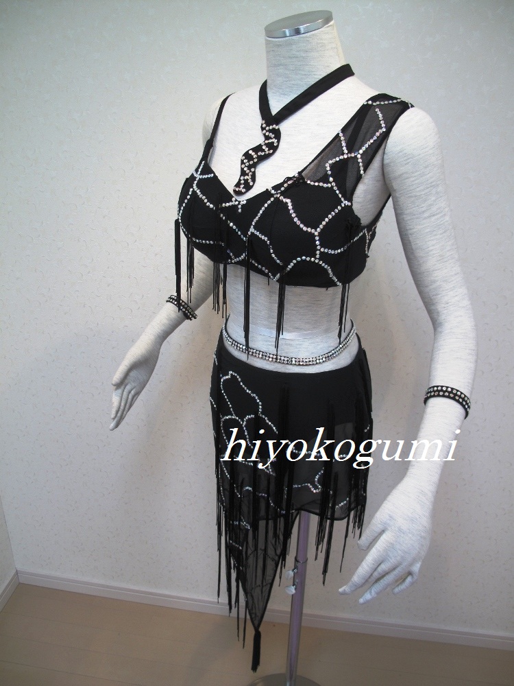 L791 オーダードレス　黒フリンジ　ラテンドレス