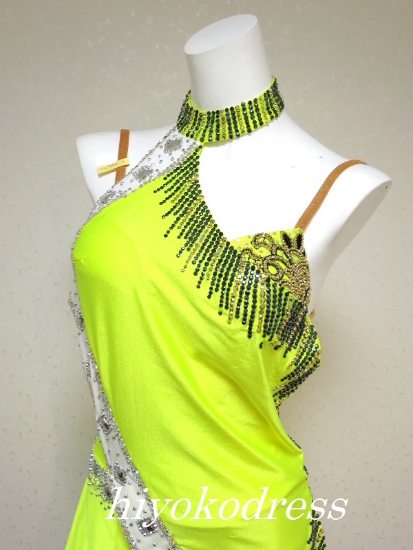 L1026 蛍光黄色のラテンドレス