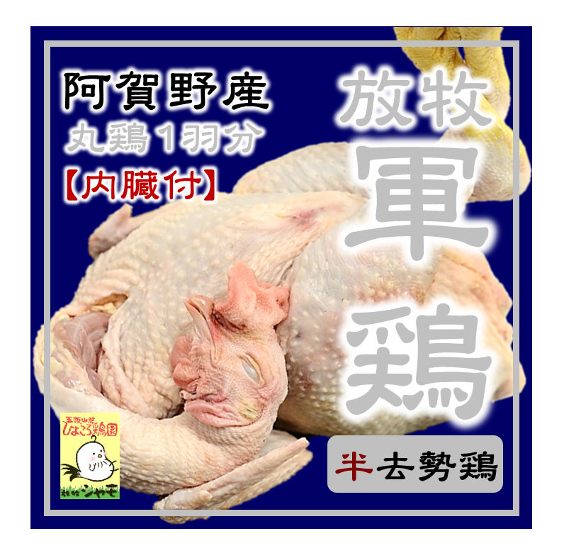 ※送料無料※放牧軍鶏(オス)中抜丸鶏≪2.6kg以上3.8kg未満≫【内臓付】