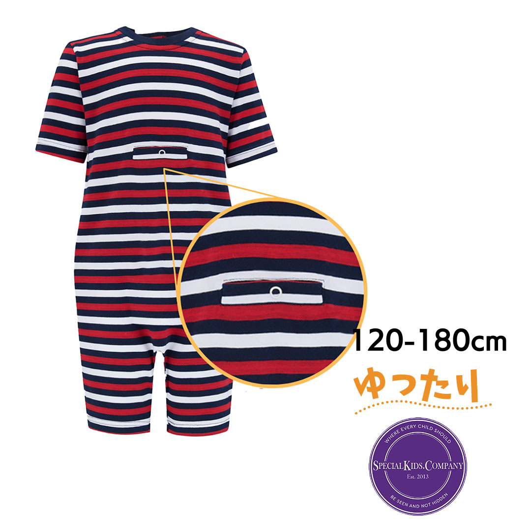 介護用、オムツいじり、弄便対策のためのつなぎパジャマ。