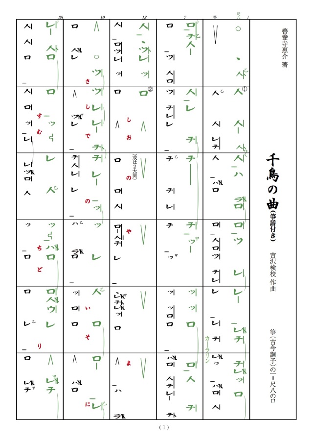 PDF】Shakuhachi-fu “CHIDORI NO KYOKU”/Keisuke Zenyoji 尺八善