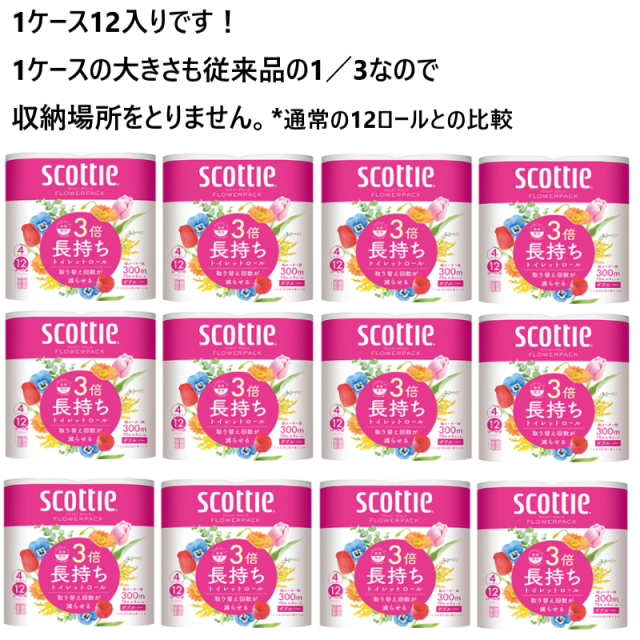 スコッティフラワートイレットペーパー３倍長持ち４R
