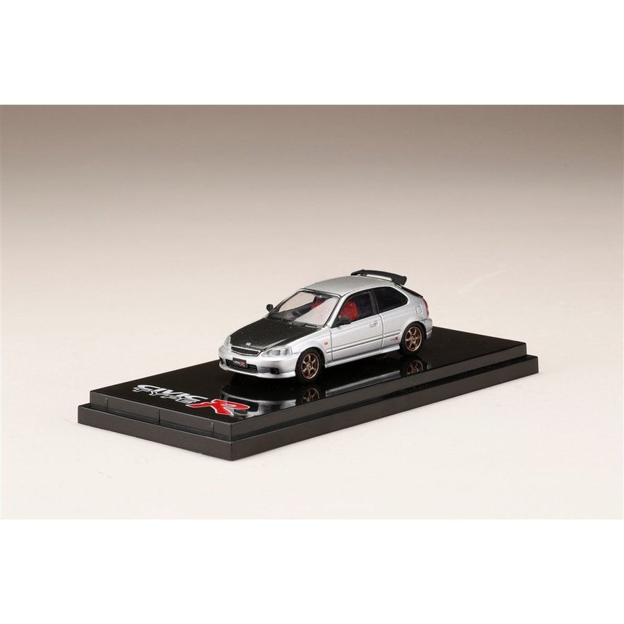 ホビージャパン 1/64 ホンダ シビック TYPE R EK9 カスタムバージョン/カーボンボンネット ボーグシルバーメタリック 完成品ミニカー HJ641016CS