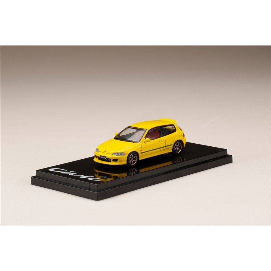 ホビージャパン 1/64 ホンダ シビック EG6 カスタムバージョン イエロー 完成品ミニカー HJ641017CY