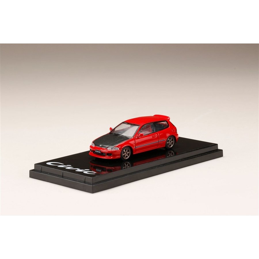 ホビージャパン 1/64 ホンダ シビック EG6 カスタムバージョン/カーボンボンネット レッド 完成品ミニカー HJ641017CBR