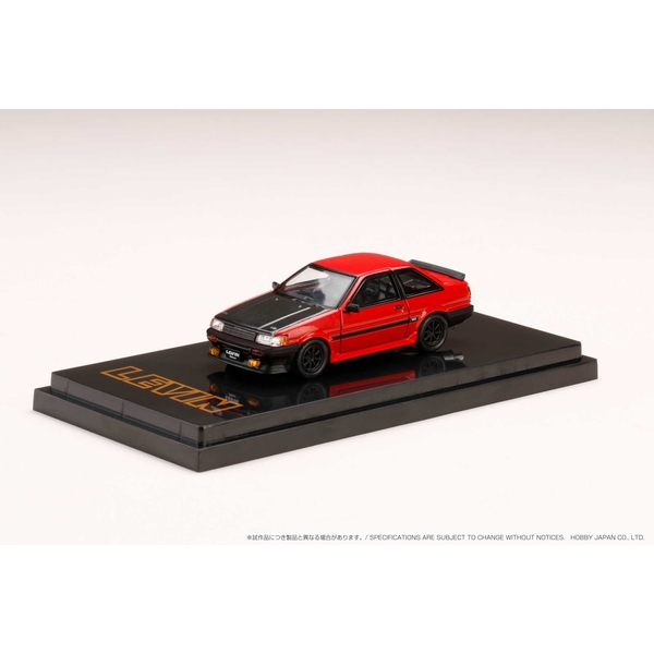 ホビージャパン 1/64 トヨタ カローラ レビン 2ドア AE86 カーボンボンネット レッド/ブラック 完成品ミニカー HJ641035CRK【在庫品】