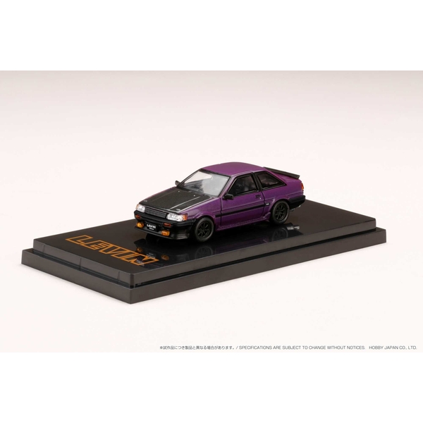 ホビージャパン 1/64 トヨタ カローラ レビン 2ドア AE86 カーボンボンネット パープル/ブラック カスタムカラー 完成品ミニカー HJ641035CP