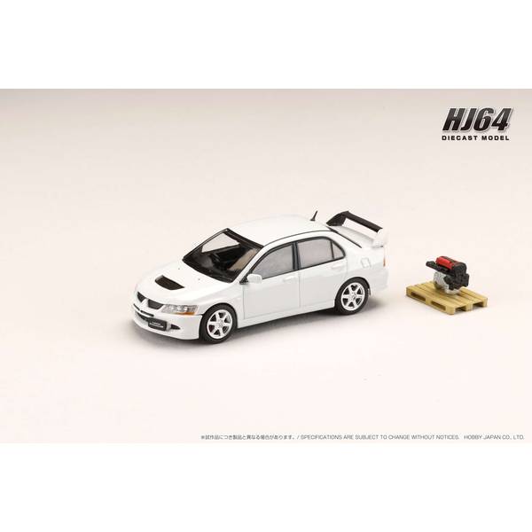 1/64 ミツビシ ランサー GSR エボリューション 8 エンジンディスプレイモデル付 ホワイトソリッド 完成品ミニカー HJ643054W