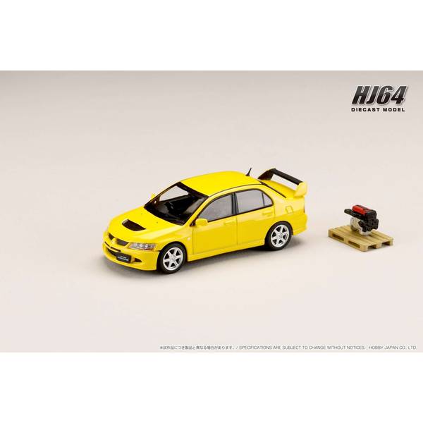 1/64 ミツビシ ランサー GSR エボリューション 8 エンジンディスプレイモデル付 イエローソリッド 完成品ミニカー HJ643054Y