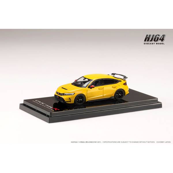 1/64 ホンダ シビック タイプR FL5 RACING BLACK Package 純正オプションパーツ装着車 イエロー 完成品ミニカー HJ645063Y