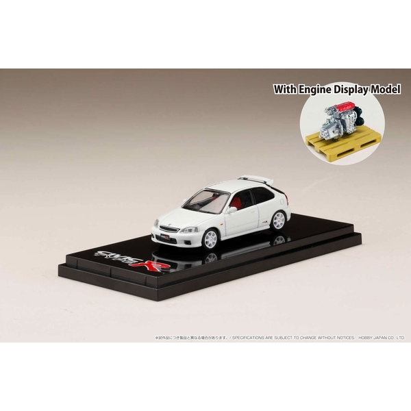 ホビージャパン 1/64 ホンダ シビック TYPE R EK9 エンジンディスプレイモデル付 チャンピオンシップホワイト 完成品ミニカー HJ642016W