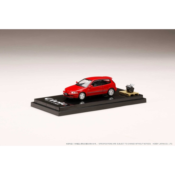 ホビージャパン 1/64 ホンダ シビック EG6 SiR II/エンジンディスプレイモデル付 ミラノレッド 完成品ミニカー HJ641017GR