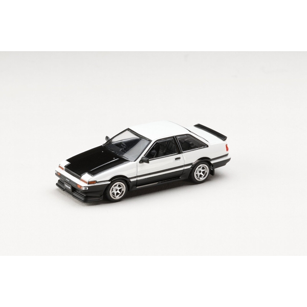 【2月予約】1/64 トヨタ スプリンタートレノ GT APEX (AE86) 2 DOOR 後期型 JDM STYLE カーボンボンネット ホワイト/ブラック 完成品ミニカー HJ644095WK