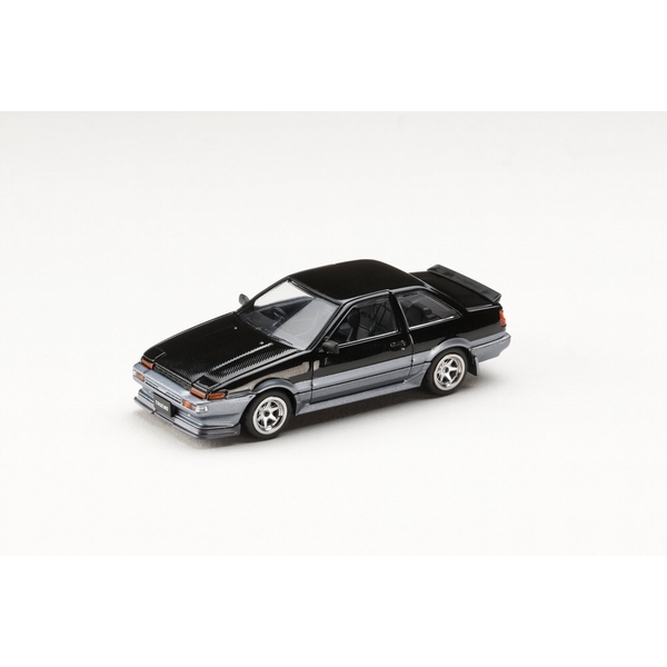 【2月予約】1/64 トヨタ スプリンタートレノ GT APEX (AE86) 2 DOOR 後期型 JDM STYLE カーボンボンネット ブラック/グレー 完成品ミニカー HJ644095BS