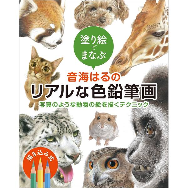 《送料無料》塗り絵でまなぶ 音海はるのリアルな色鉛筆画 写真のような動物の絵を描くテクニック 書籍