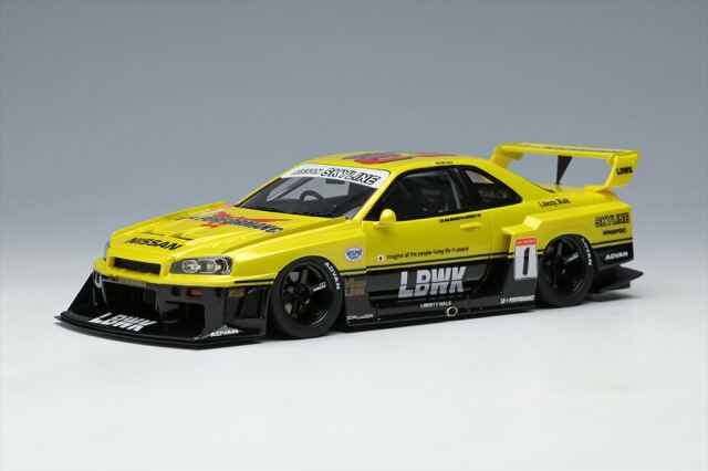 《ポストホビー特注》アイドロン 1/43 LB-ER34 スーパーシルエット スカイライン イエローパール/ブラック 完成品ミニカー LB010PH