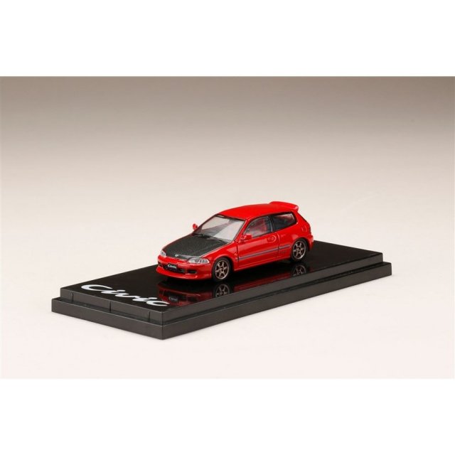ホビージャパン 1/64 ホンダ シビック EG6 カスタムバージョン/カーボンボンネット レッド 完成品ミニカー HJ641017CBR