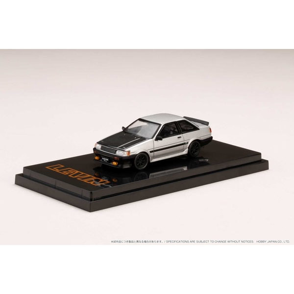 ホビージャパン 1/64 トヨタ カローラ レビン 2ドア AE86 カーボンボンネット シルバー/ブラック 完成品ミニカー HJ641035CSK