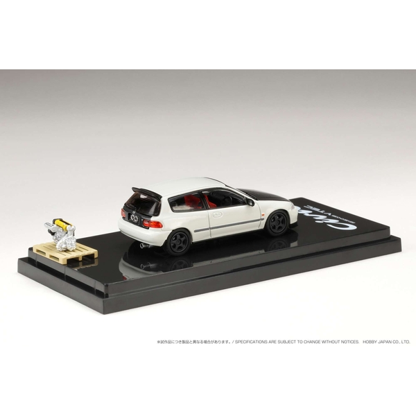 1/64 ホンダ シビック EG6 JDM スタイル カスタムバージョン/エンジンディスプレイモデル付 ホワイト