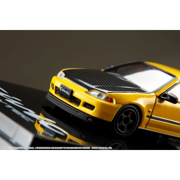 1/64 ホンダ シビック EG6 JDM スタイル カスタムバージョン/エンジンディスプレイモデル付 イエロー
