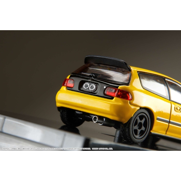 1/64 ホンダ シビック EG6 JDM スタイル カスタムバージョン/エンジンディスプレイモデル付 イエロー