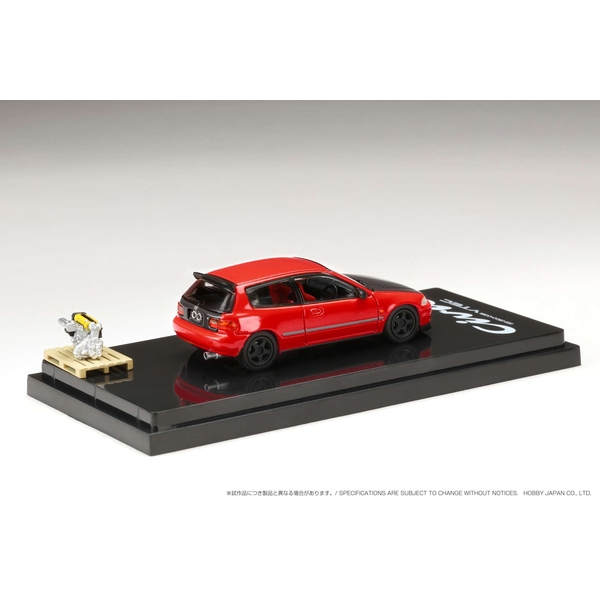 1/64 ホンダ シビック EG6 JDM スタイル カスタムバージョン/エンジンディスプレイモデル付き レッド