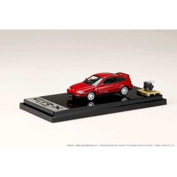 1/64 ホンダ CR-X SiR EF8 1989 エンジンディスプレイモデル付 レッドパール 完成品ミニカー HJ642005R