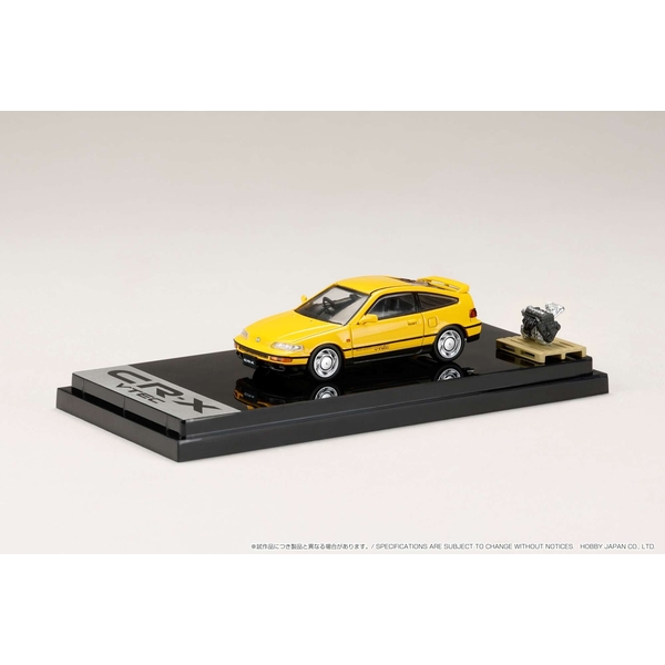1/64 ホンダ CR-X SiR EF8 1989 エンジンディスプレイモデル付 イエロー 完成品ミニカー HJ642005Y