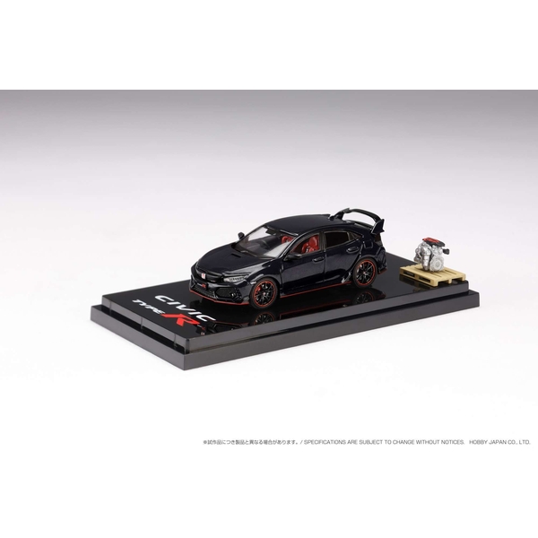 1/64 ホンダ シビック TYPE R FK8 2017 エンジンディスプレイモデル付 クリスタルブラックパール 完成品ミニカー HJ641055ABK