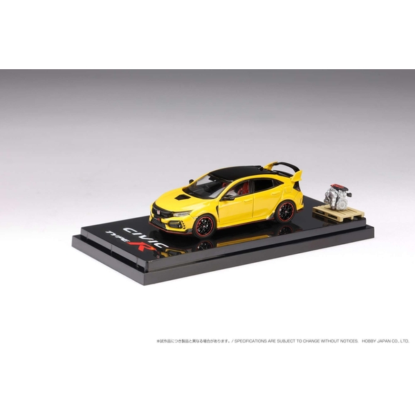 1/64 ホンダ シビック TYPE R リミテッドエディション FK8 2020 エンジン付 サンライトイエローII 完成品ミニカー HJ642055BY