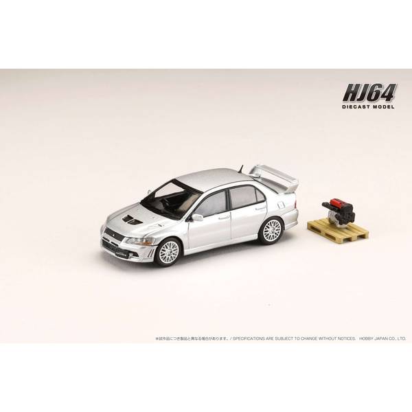 1/64 ミツビシ ランサー GSR エボリューション 7 エンジンディスプレイモデル付 サテライトシルバー 完成品ミニカー HJ641054S