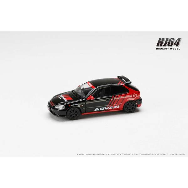 1/64 ホンダ シビック TYPE R EK9 1997 YOKOHAMA ADVANカスタムカラーバージョン 完成品ミニカー HJ643016CAV