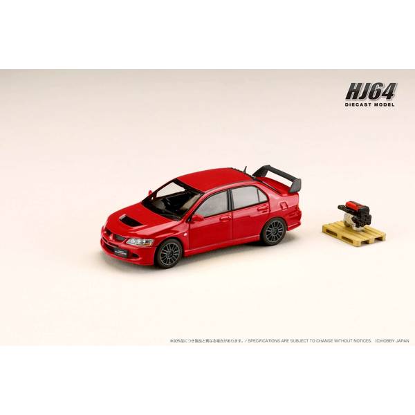 1/64 ミツビシ ランサーエボリューション8 MR GSR エンジンディスプレイモデル付き レッドソリッド 完成品ミニカー HJ644054R
