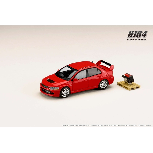 1/64 ミツビシ ランサーエボリューション9 GSR エンジンディスプレイモデル付き レッドソリッド 完成品ミニカー HJ645054R