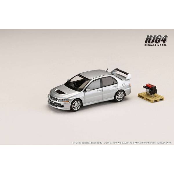 1/64 ミツビシ ランサーエボリューション9 GSR エンジンディスプレイモデル付き シルバー 完成品ミニカー HJ645054S