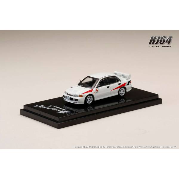 1/64 ミツビシ ランサーRSエボリューション III ラリーストライプ スコーティアホワイト 完成品ミニカー HJ642010CW