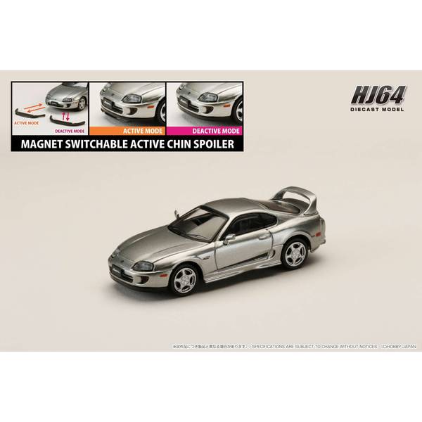 1/64 トヨタ スープラ RZ JZA80 純正オプション アクティブスポイラー シルバーメタリックグラファイト 完成品ミニカー HJ643042S