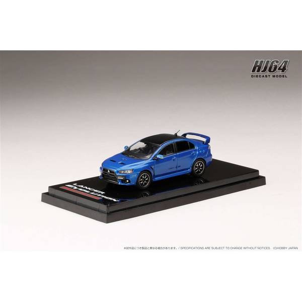 1/64 ミツビシ ランサーエボリューションX FINAL ED. エンジン付 ブルーマイカ/ブラックルーフ 完成品ミニカー HJ642053CBL