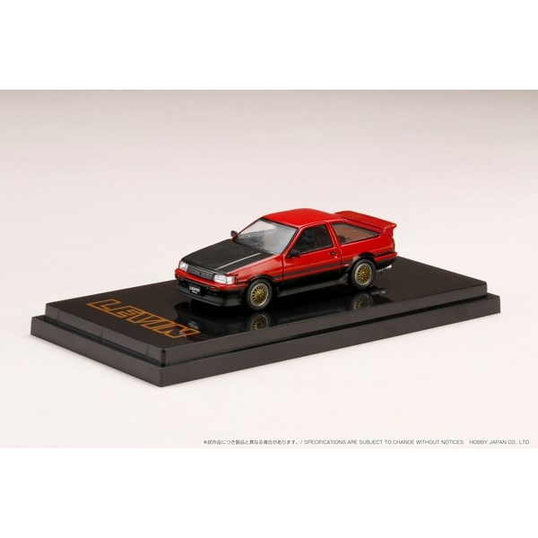 ホビージャパン 1/64 トヨタ カローラ レビン AE86 3ドア CustomVer./カーボンボンネット レッド/ブラックツートン 完成品ミニカー HJ641037CRK