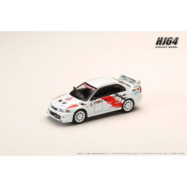 1/64 ミツビシ ランサーRSエボリューション6 CP9A 2000 RALLIART ホワイト 完成品ミニカー HJ643033RA